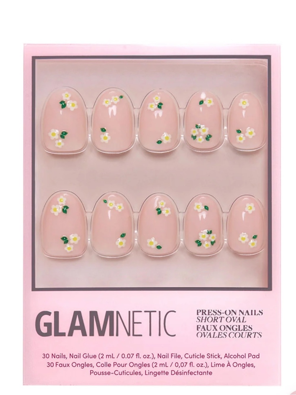 Glamnetic petals Pink Floral Short Oval Press-On Nail Set